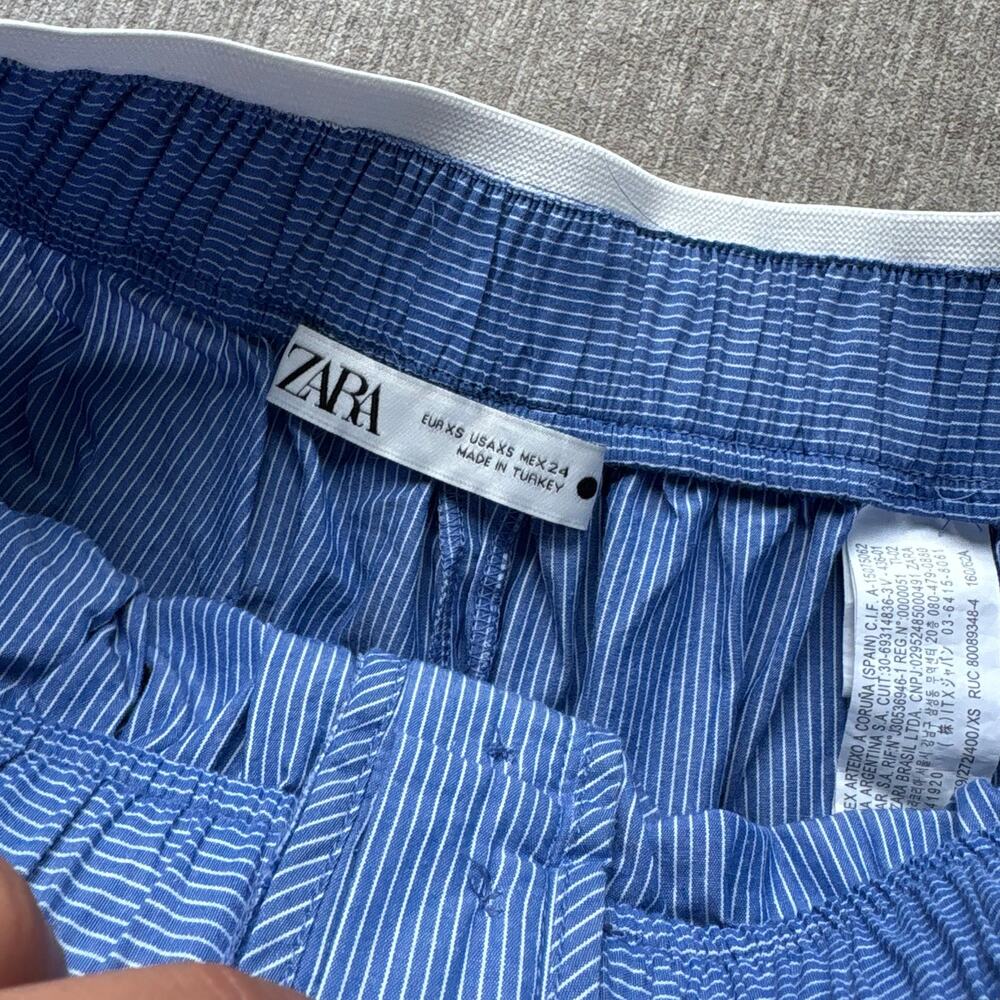 NWOT Zara Cotton Blue Pinstripe Shorts - Picture 4 of 5